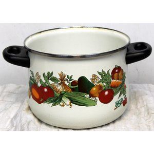 VTG 80s Sidral Aga Stock Pot Vegetable Print Design Retro Kitchen No Lid
